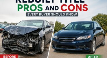 Rebuilt title car before and after repair