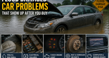 Flood damaged car with common post-flood problems.