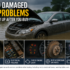 Flood damaged car with common post-flood problems.